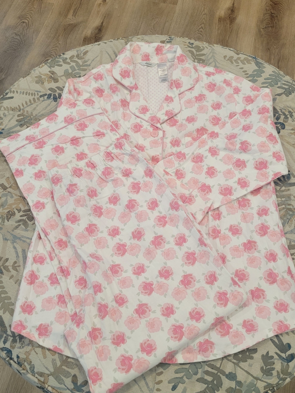 Adonna Pink Rose Two-Piece Cotton Pajama Set